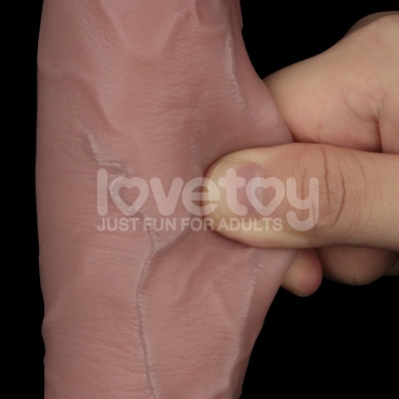 Sliding Skin Pro Dual Layer Silicone Dong, 10in, Flesh