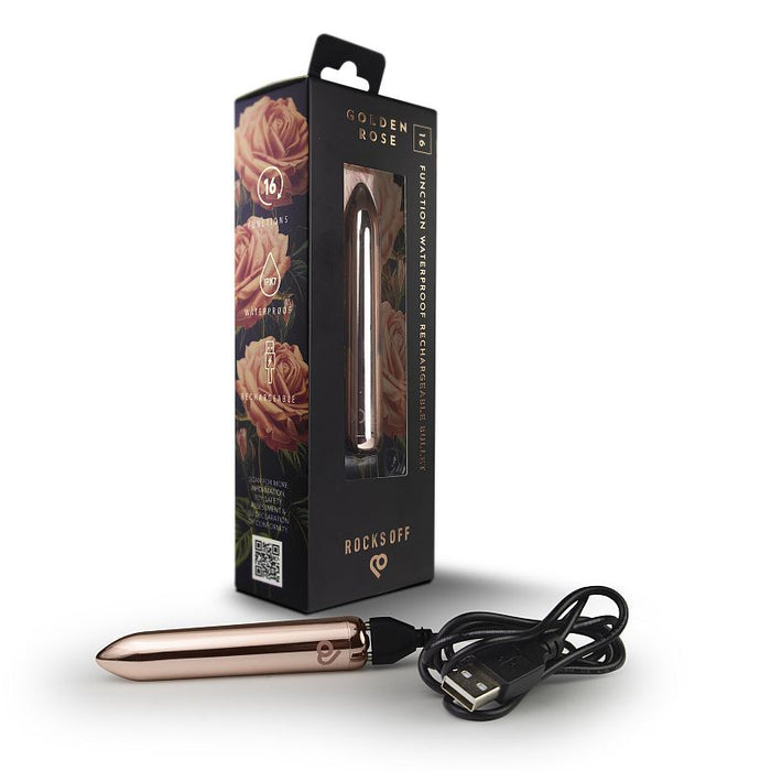 Rocks Off Golden Rose Rechargeable Bullet, Gold