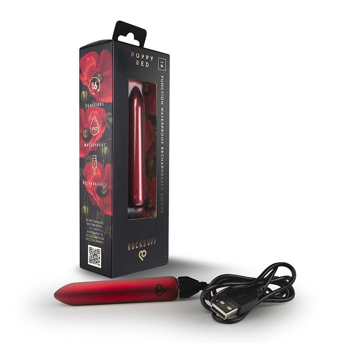 Rocks Off Poppy Rechargeable Bullet, Red