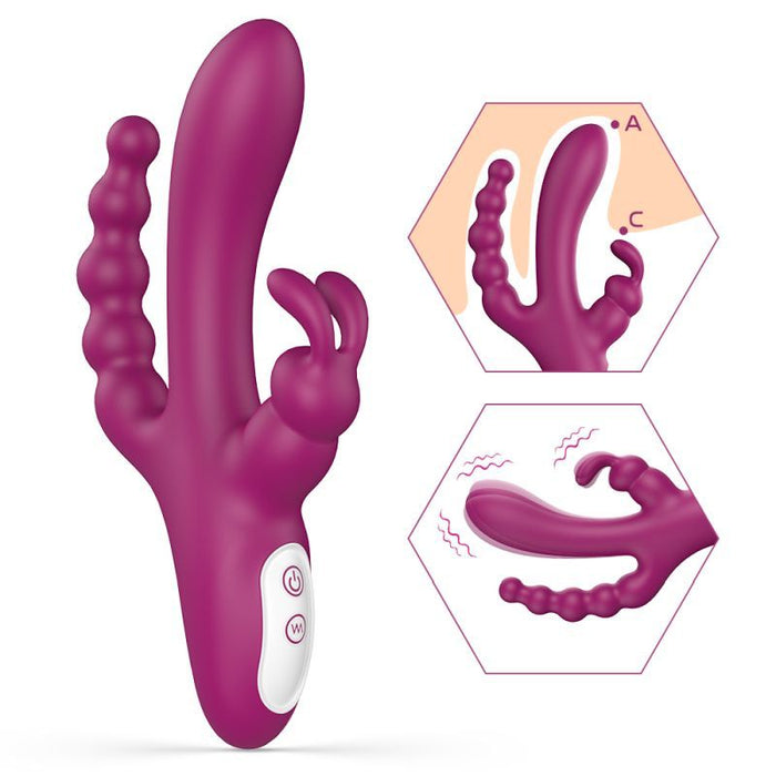Joker Triple Ecstasy Vibrator, Purple
