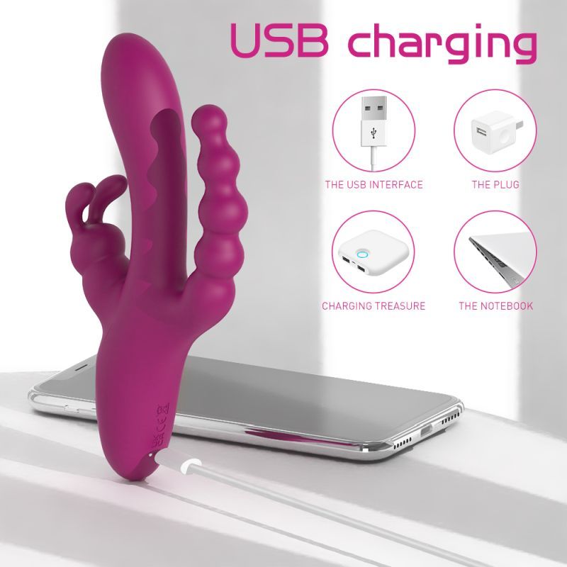 Joker Triple Ecstasy Vibrator, Purple