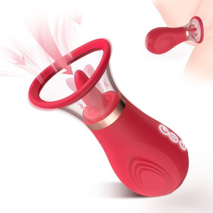 3-in-1 Sucking Licking Tickling Stimulator, Red