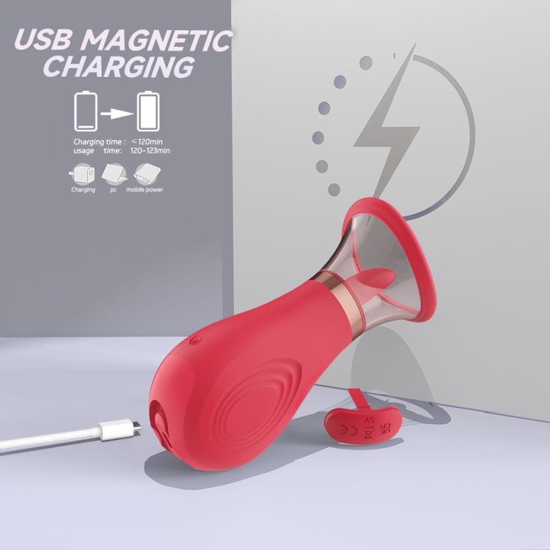 3-in-1 Sucking Licking Tickling Stimulator, Red