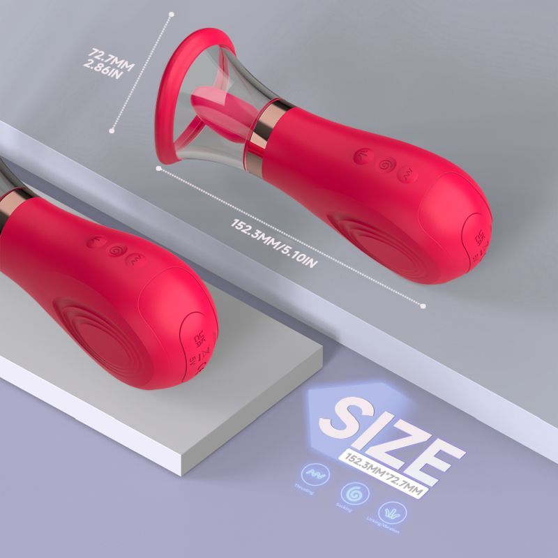 3-in-1 Sucking Licking Tickling Stimulator, Red
