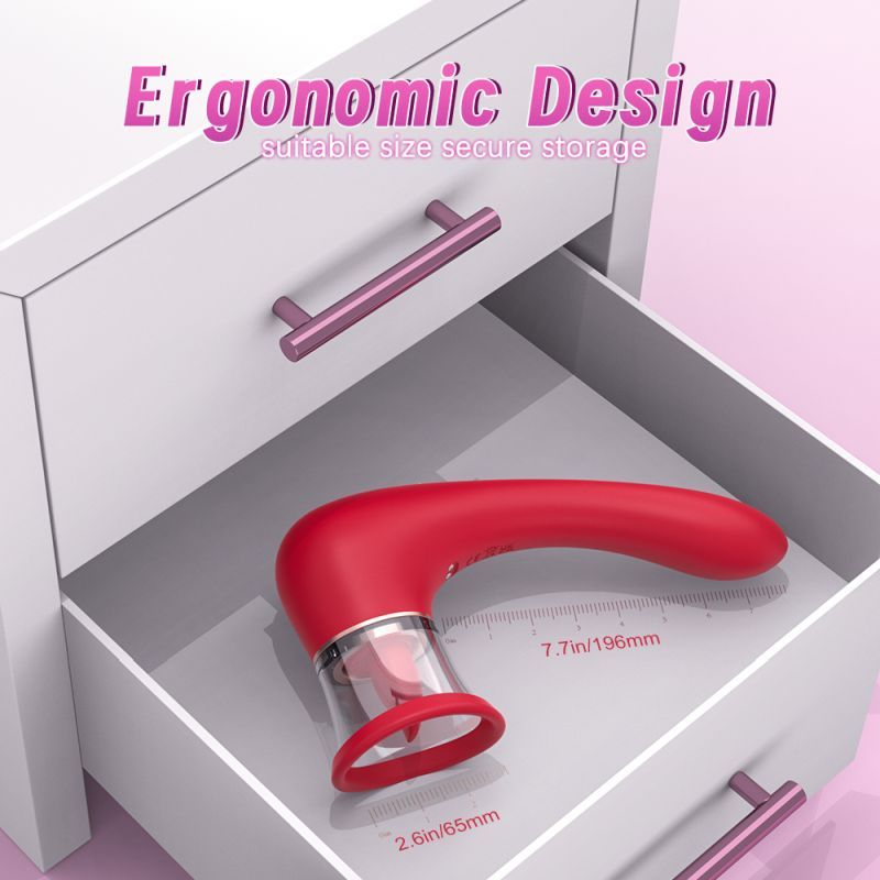 3-in-1 Sucking Licking Vibrating Vaginal Stimulator, Red