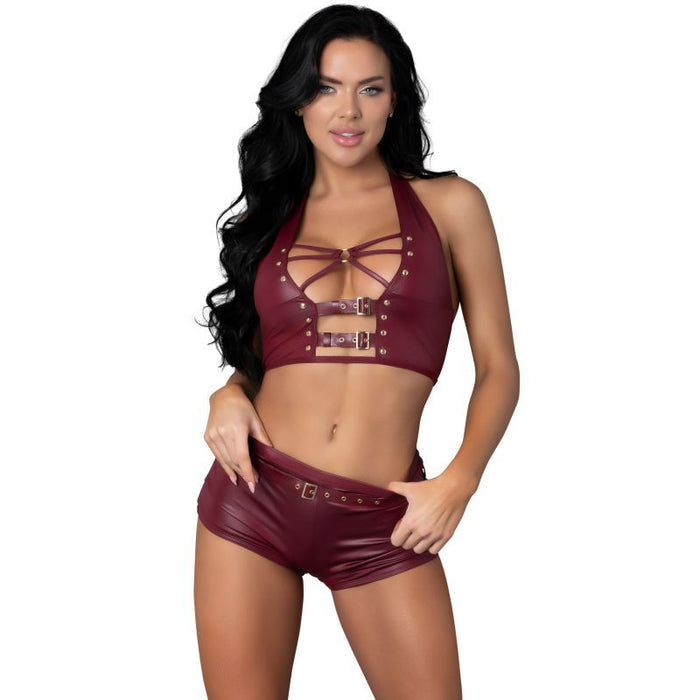 Exposed Lingerie Thalia Tease Two Piece Set, Burgundy