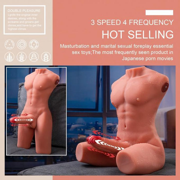 Jason 8kg USB Auto Thrusting 17cm Cock and Ass Male Torso, Flesh