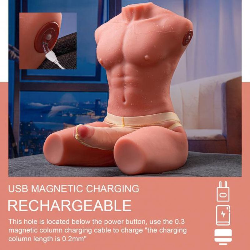 Jason 8kg USB Auto Thrusting 17cm Cock and Ass Male Torso, Flesh