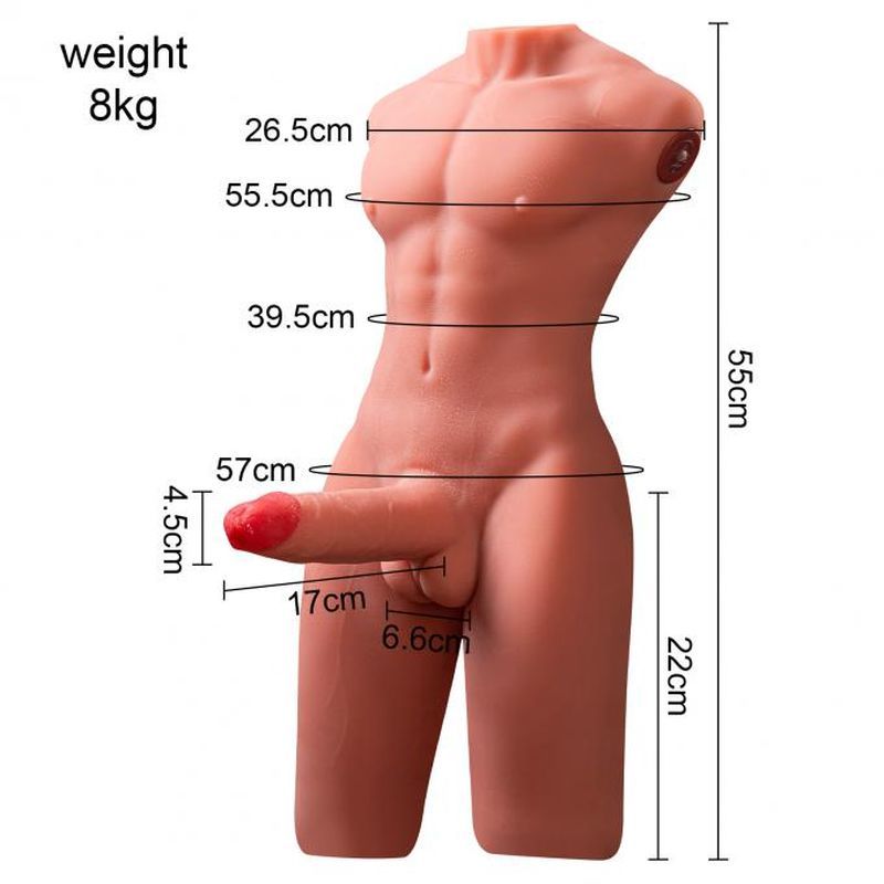 Jason 8kg USB Auto Thrusting 17cm Cock and Ass Male Torso, Flesh