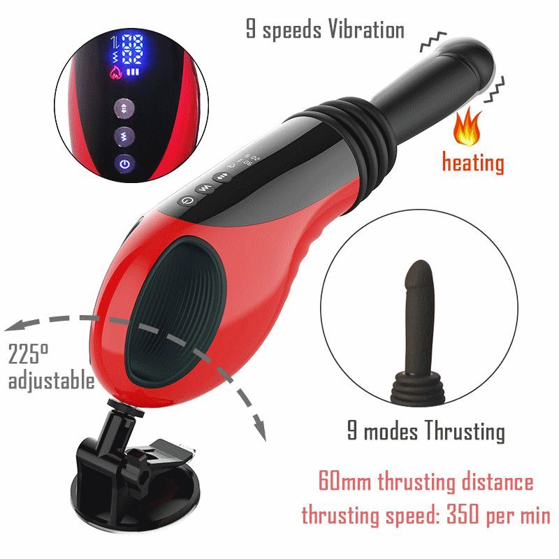 Daytona Adjustable Heating Vibrating Thrusting Dildo Machine, Black