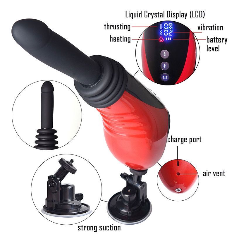 Daytona Adjustable Heating Vibrating Thrusting Dildo Machine, Black