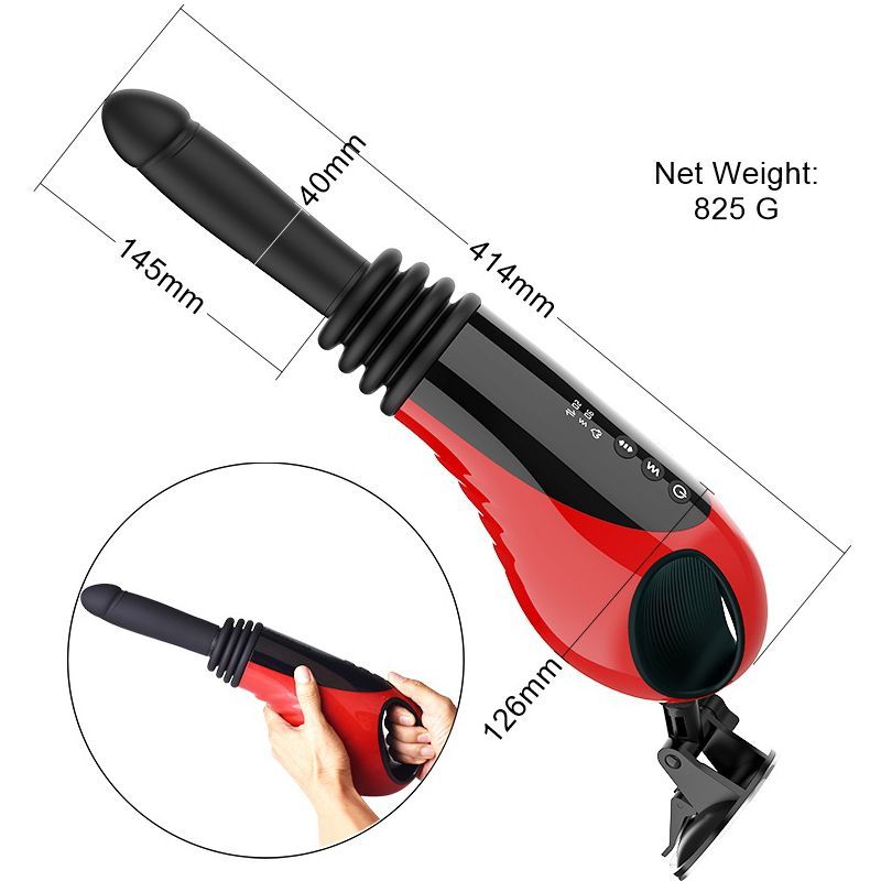 Daytona Adjustable Heating Vibrating Thrusting Dildo Machine, Black