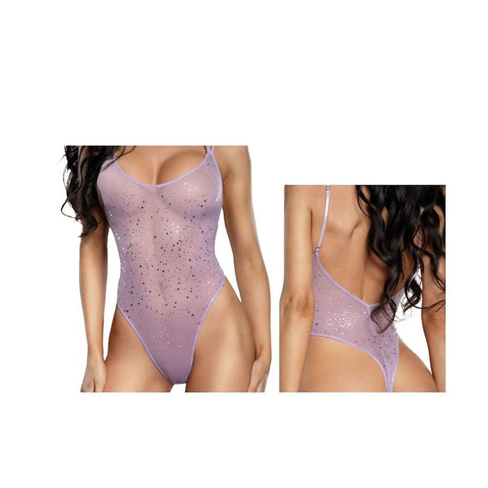 DreamGirl Ombre Glitter Mesh Teddy Lilac