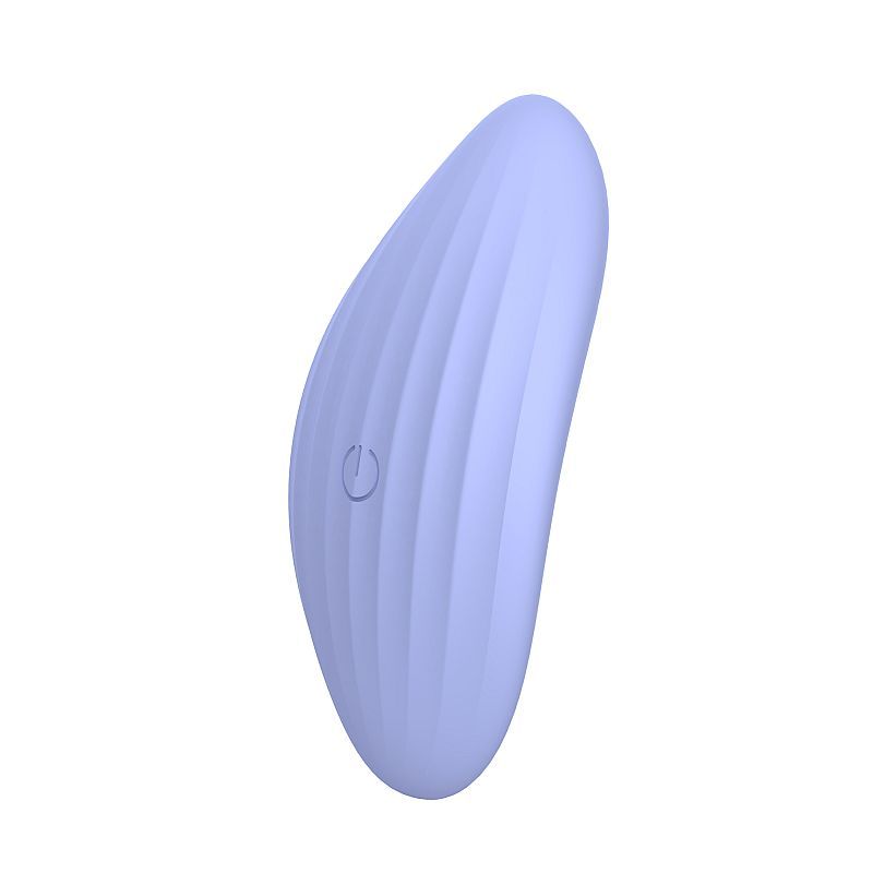 Purple silicone massager on a white background