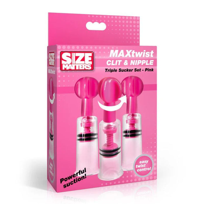 MAXtwist Clit Nipple Sucker Set 3 Pc Pink