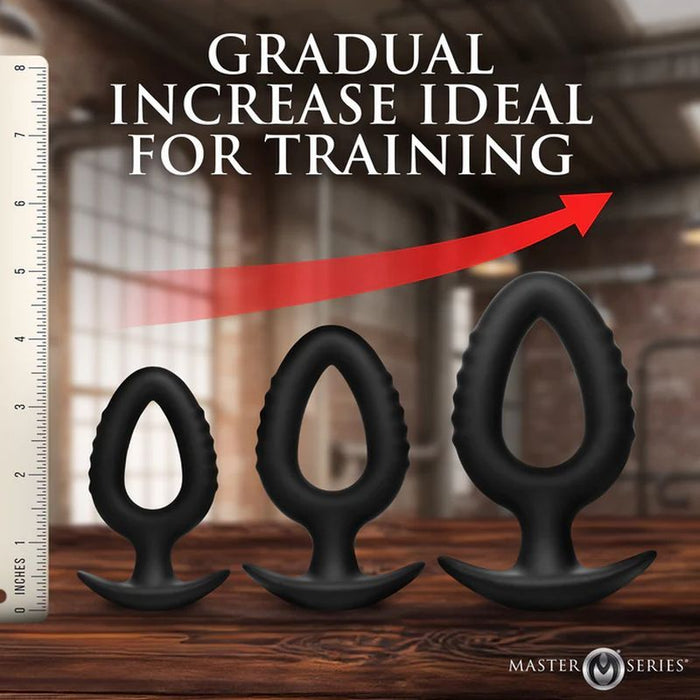 3 Pc Hollow Silicone Squeeze Plug Anal Trainer Set