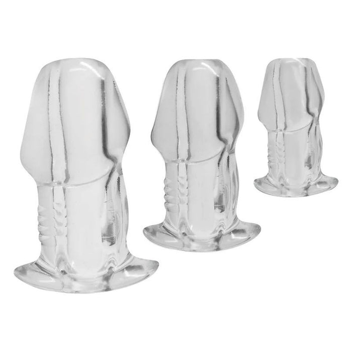 Dicked Clear Hollow Anal Plug 3pc Set