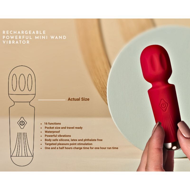 Rocks Off Rechargeable Mini Wand, Azalea Red