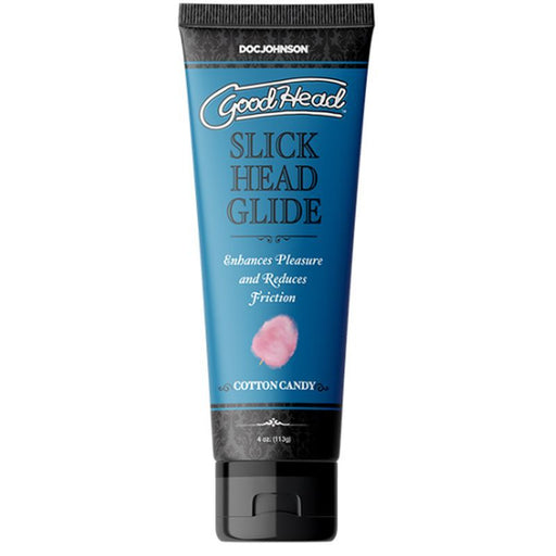 Tube of GoodHead Slick Head Glide with cotton candy flavor on a white background