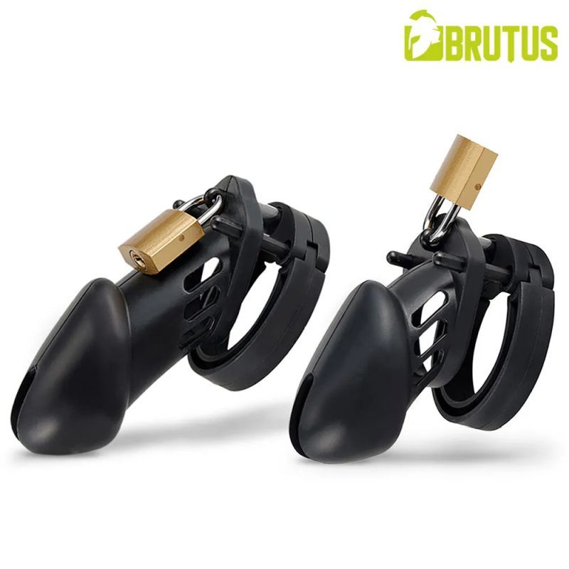 Brutus Denial Silicone Chastity 2 Cage Set Black