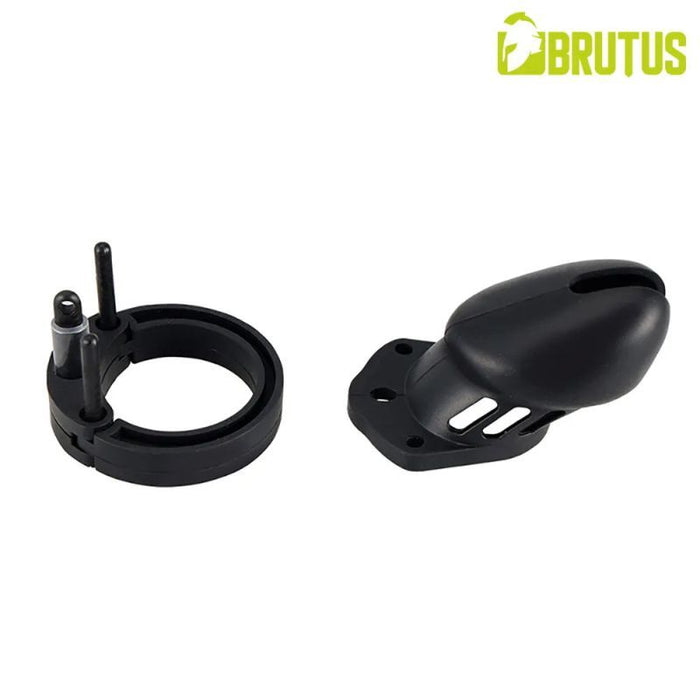 Brutus Denial Silicone Chastity 2 Cage Set Black