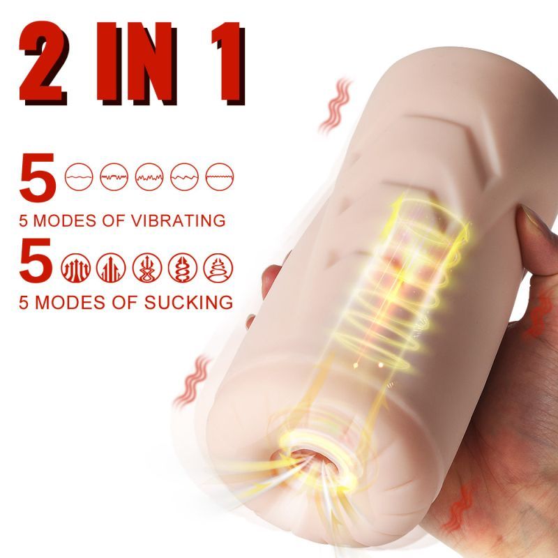 XISE Suctroker Dual Density Vibrating Sucking Vaginal Masturbator V1, Flesh