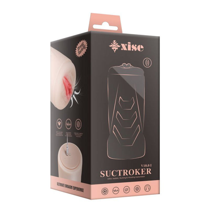 XISE Suctroker Dual Density Vibrating Sucking Vaginal Masturbator V1, Flesh