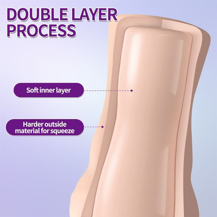 XISE Brenna Dual Density 3 Speed 7 Mode Vibrating Realistic Masturbator, FLesh