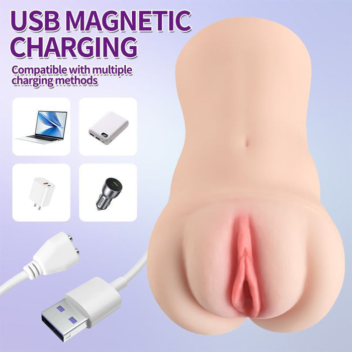 XISE Brenna Dual Density 3 Speed 7 Mode Vibrating Realistic Masturbator, FLesh