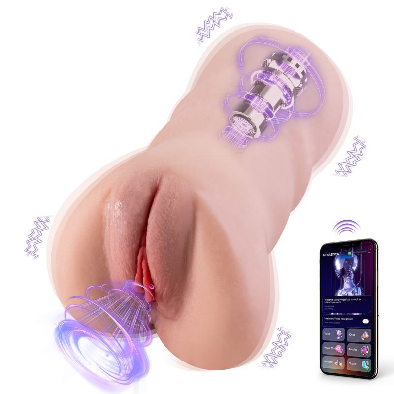 XISE Sora App Controlled Thrusting Vibrating Realistic Vaginal Masturbator, Flesh