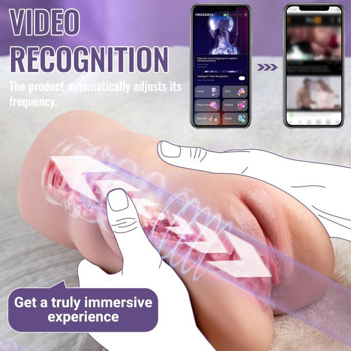 XISE Sora App Controlled Thrusting Vibrating Realistic Vaginal Masturbator, Flesh
