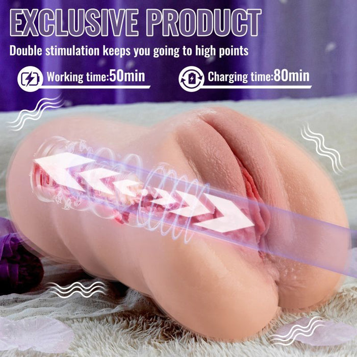 XISE Sora App Controlled Thrusting Vibrating Realistic Vaginal Masturbator, Flesh