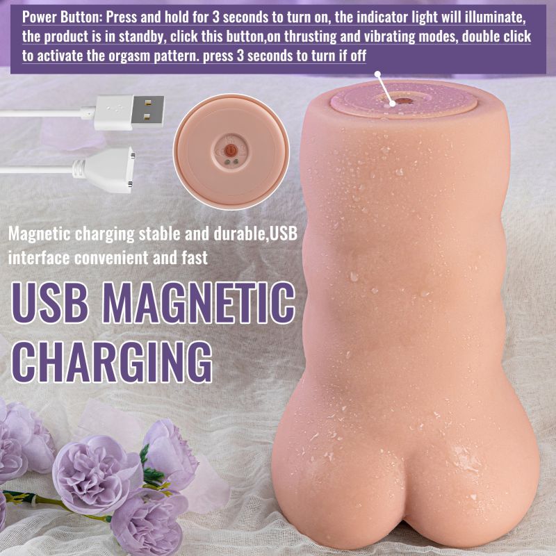 XISE Sora App Controlled Thrusting Vibrating Realistic Vaginal Masturbator, Flesh