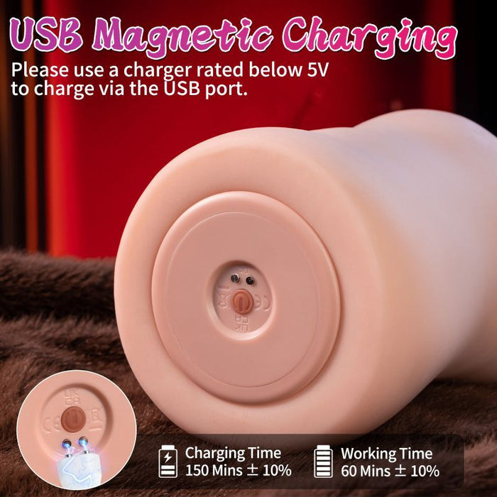 XISE Eliza App Controlled Thrusting Vibrating Realistic Vaginal Masturbator, Flesh