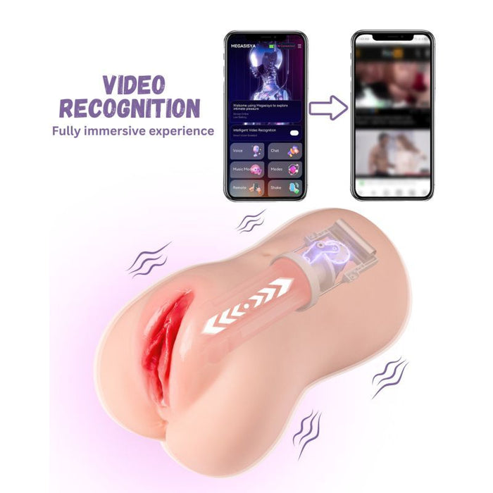 XISE Eliza App Controlled Thrusting Vibrating Realistic Vaginal Masturbator, Flesh
