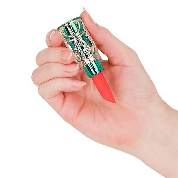 BMS Emerald Kiss 4 In 1 Lipstick Vibrator, Green/Gold