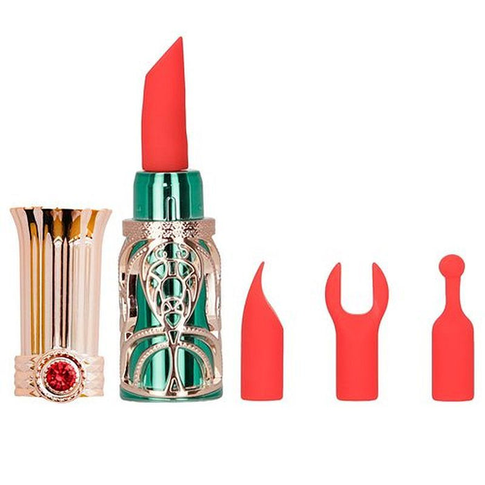 BMS Emerald Kiss 4 In 1 Lipstick Vibrator, Green/Gold