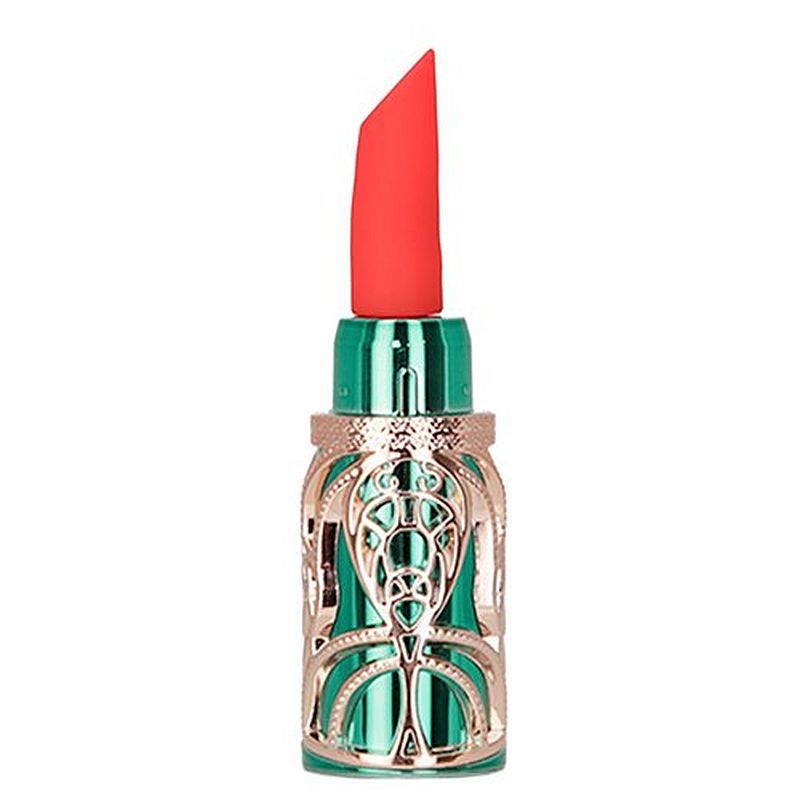BMS Emerald Kiss 4 In 1 Lipstick Vibrator, Green/Gold
