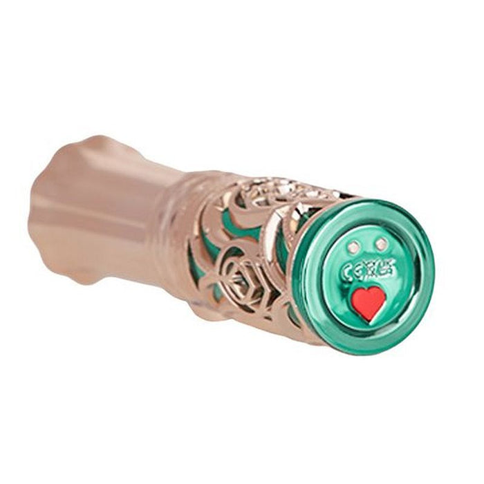 BMS Emerald Kiss 4 In 1 Lipstick Vibrator, Green/Gold