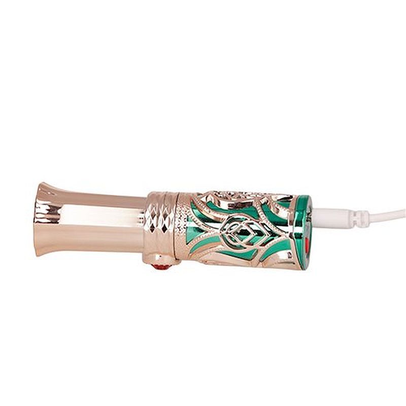 BMS Emerald Kiss 4 In 1 Lipstick Vibrator, Green/Gold