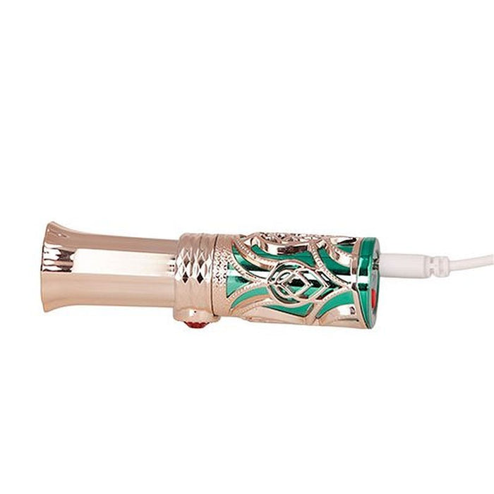 BMS Emerald Kiss 4 In 1 Lipstick Vibrator, Green/Gold