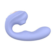 Purple silicone C-shaped vibrator on a white background