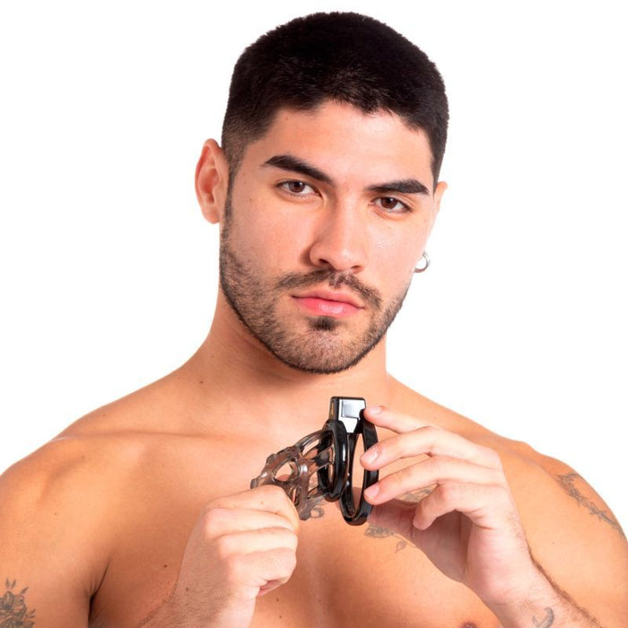 Sport Fucker Gladiator Size 1 Soft Cock Cage with Pussification Plug, Black