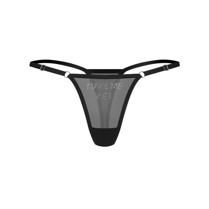 Obsessive Make Me Wet Thong, Black, S/M