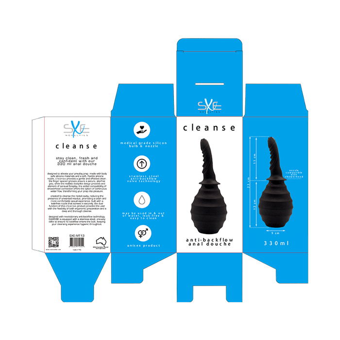 SXE Silicone Ribbed Anti-Backflow Douche, 310ml, Black