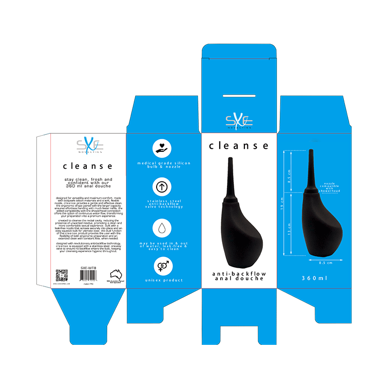 SXE Silicone Ergonomic Anti-Backflow Douche, 360ml, Black