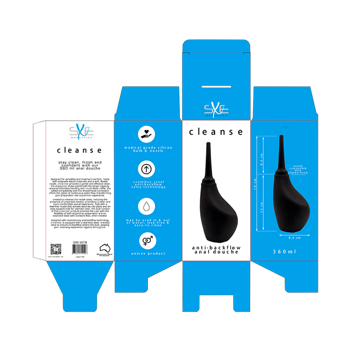 SXE Silicone Ergonomic Anti-Backflow Douche, 360ml, Black
