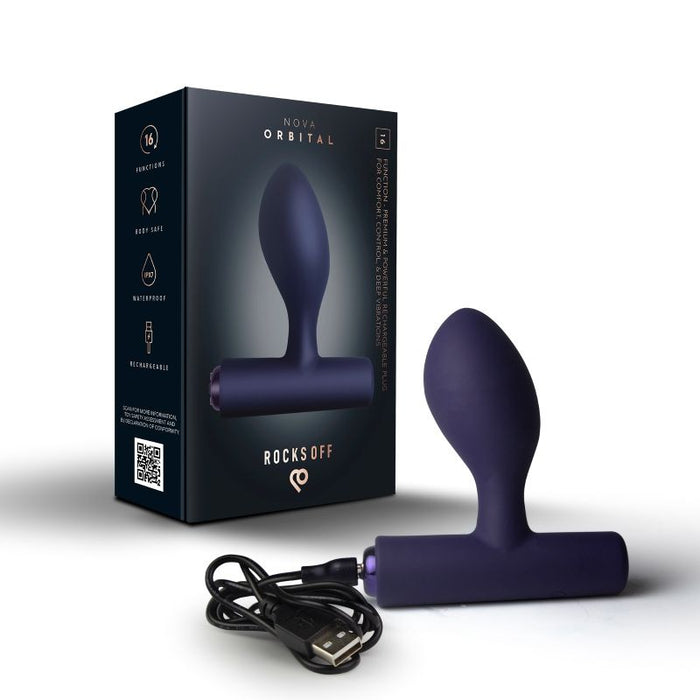 Rocks Off Nova Orbital Butt Plug Vibrator, Purple