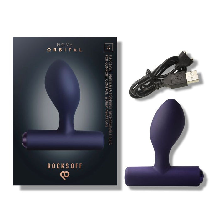 Rocks Off Nova Orbital Butt Plug Vibrator, Purple