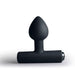 Black T-shaped butt plug on a white background